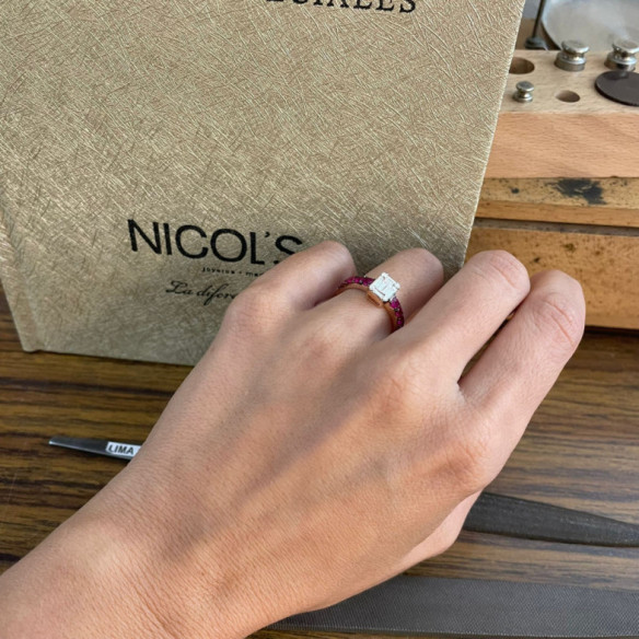 Electra Diamond Ring 0.44 Rose Gold and Ruby - Red Engagement Rings