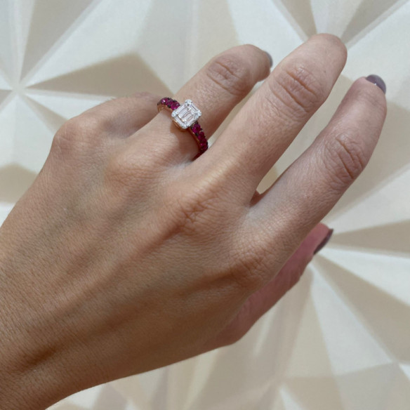 Electra Diamond Ring 0.44 Rose Gold and Ruby - Red Engagement Rings
