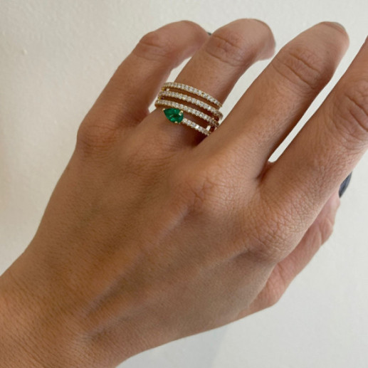 Anillo Esmeralda y Diamantes Delicia - Anillos de Esmeralda 2