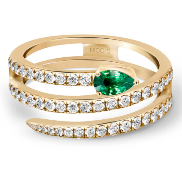 Anillo Diamantes y Esmeralda Delicia - Bagues d'émeraude