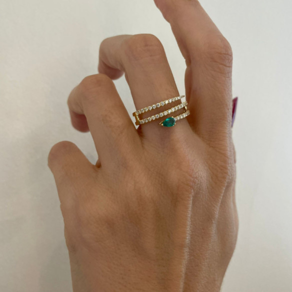 Anillo Diamantes y Esmeralda Delicia - Smeraldo
