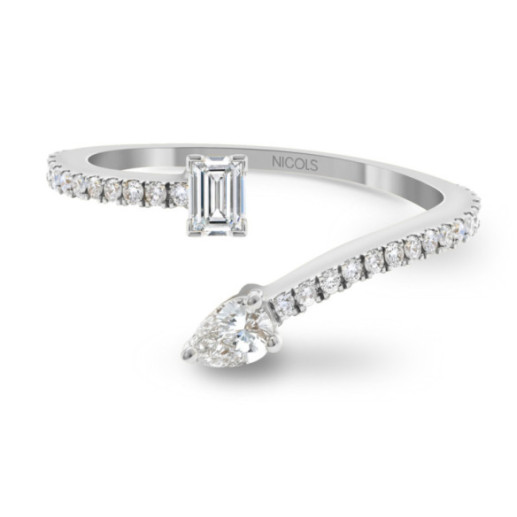Anillo Diamantes Tu y yo Jasmine Oro Blanco - Talla Esmeralda