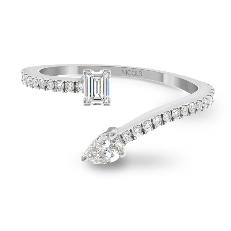 Anillo Diamantes Tu y yo Jasmine Oro Blanco - Smeraldo