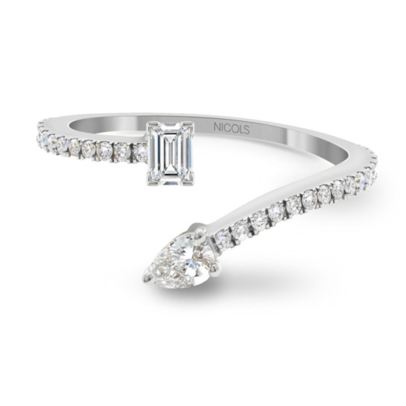 You and Me Jasmine White Gold Diamond Ring - Emerald Cut