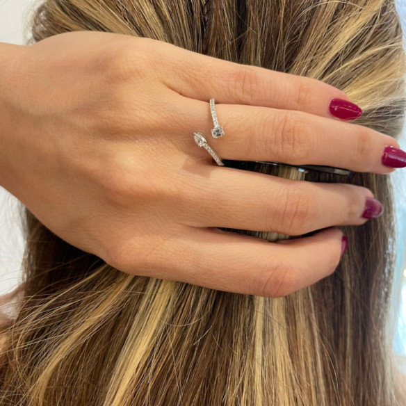 Anillo Diamantes Tu y yo Jasmine Oro Blanco - Smeraldo