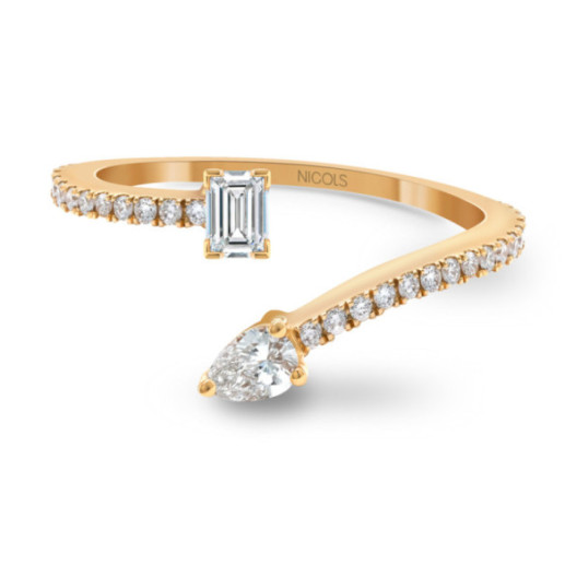 You and Me Jasmine Rose Gold and Diamond Ring - Emerald Cut