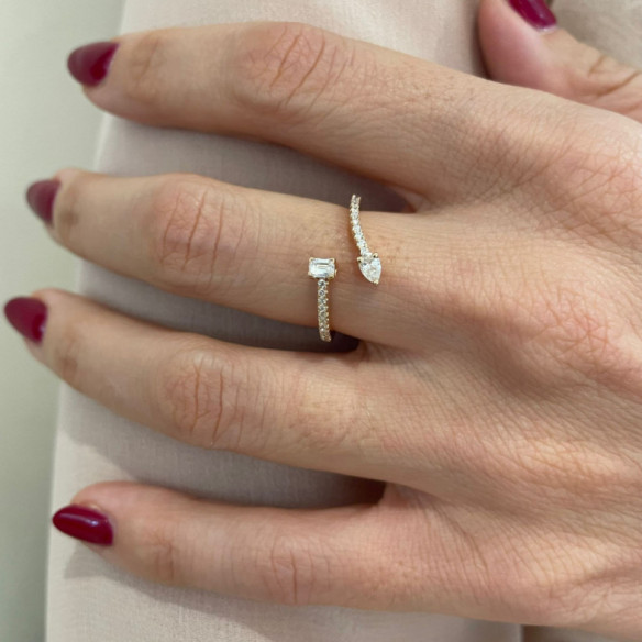 Anillo Tu y Yo Oro rosa y diamantes Jasmine - Émeraude