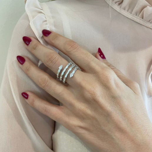 Anillo Diamantes Jasmine Snake Oro Blanco - Talla Baguette 2