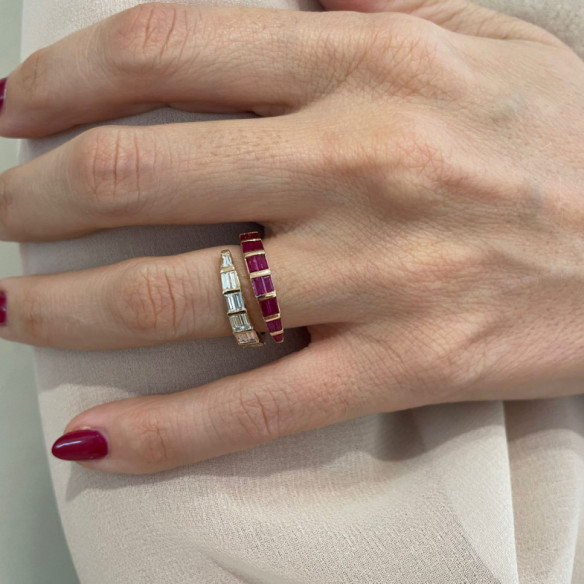 Anillo Diamantes y Rubís Royal Snake Oro Rosa - Ringe Farbsteine