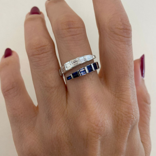 Anillo Zafiros y Diamantes Royal Snake Oro Blanco - Anillos de Zafiro 2