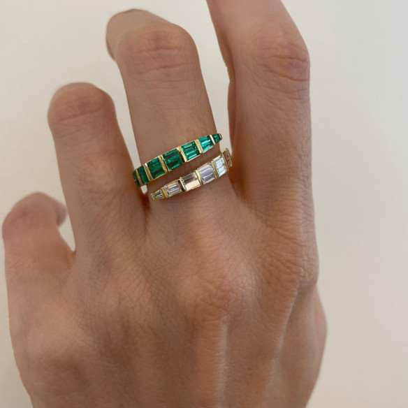 Anillo Esmeraldas y Diamantes Royal Snake Oro Amarillo - Anillos de Esmeralda