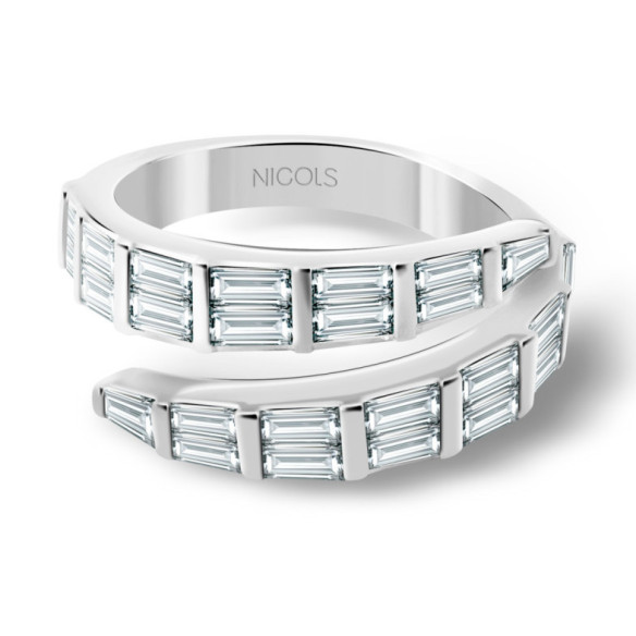 Anillo Diamantes Royal Snake Oro Blanco - Sculpture baguette
