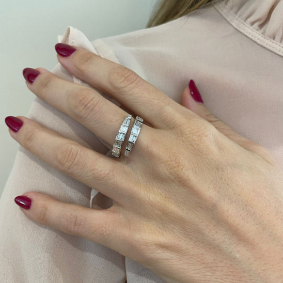 Anillo Diamantes Royal Snake Oro Blanco - Schnitzen von Baguette