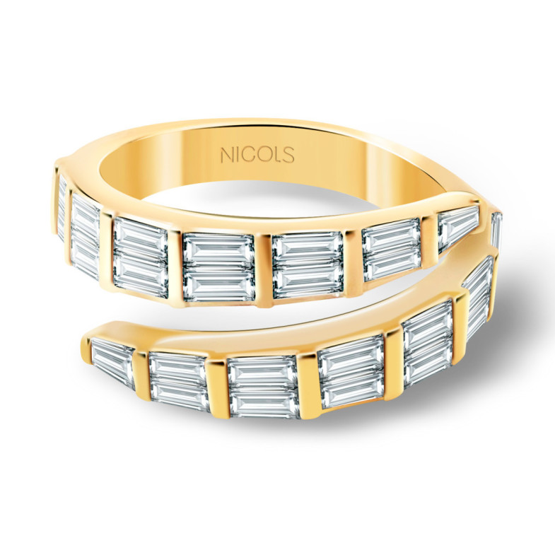 Anillo Diamantes Royal Snake Oro Amarillo - Sculpture baguette