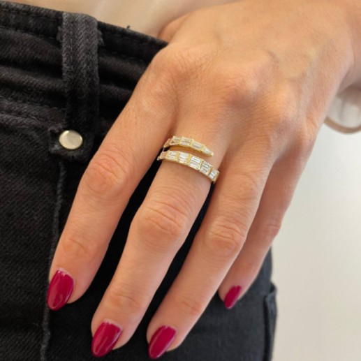 Anillo Diamantes Royal Snake Oro Amarillo - Talla Baguette 2
