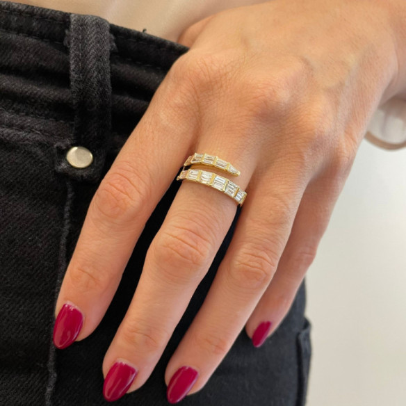 Anillo Diamantes Royal Snake Oro Amarillo - Talla Baguette