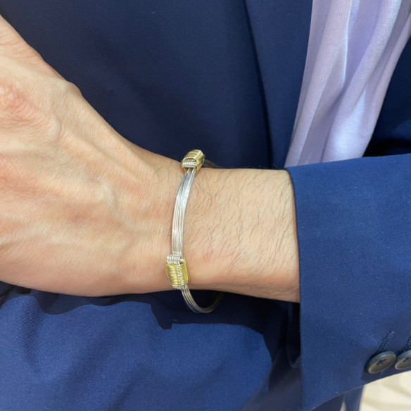 Pulsera Plata Oro Amarillo Nudo Corredera 6 Hilos - BRACCIALI