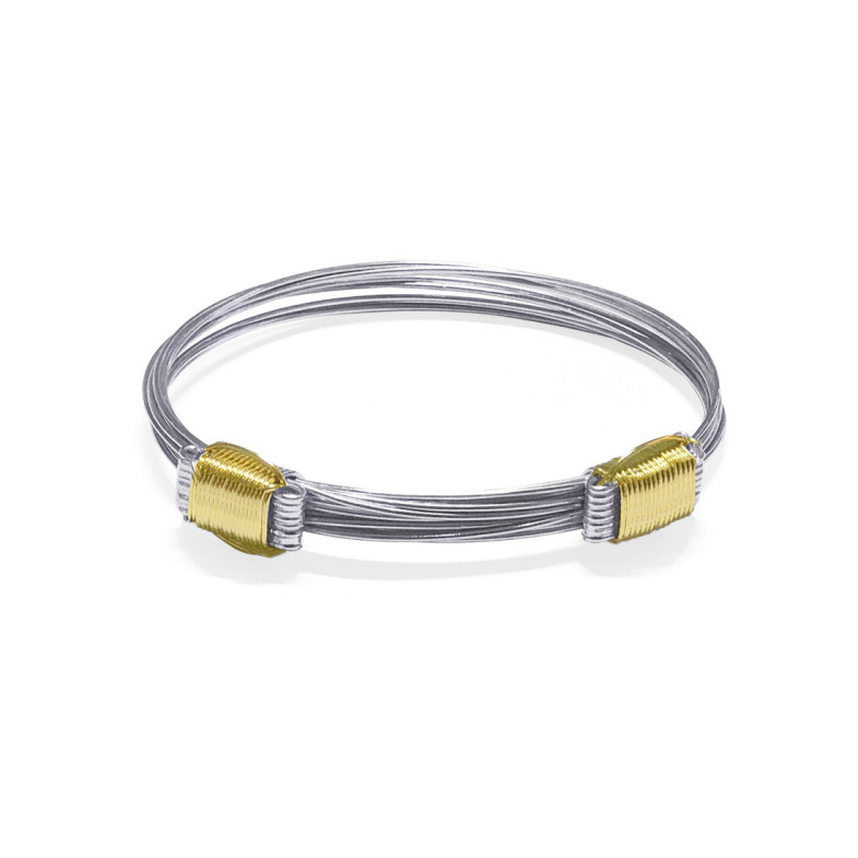 Pulsera Plata Oro Amarillo Nudo Corredera 8 Hilos - Pulseras de plata