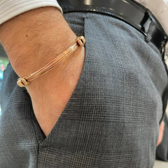 Pulsera Oro Rosa Nudo Corredera 6 Hilos - PULSERAS