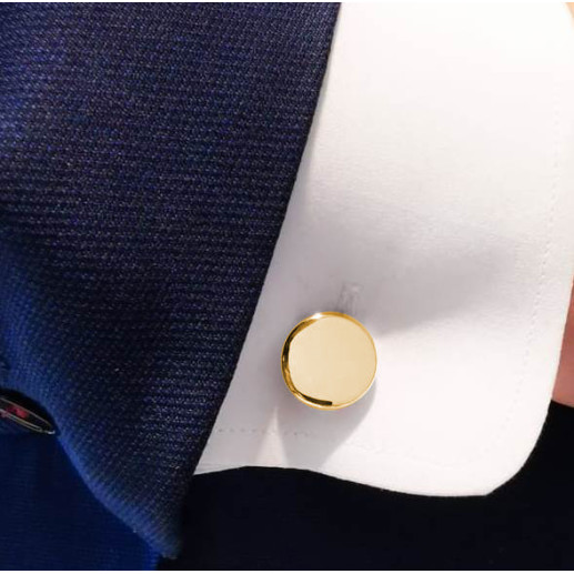 Engravable Circle Gold Cufflinks - Cufflinks to Engrave