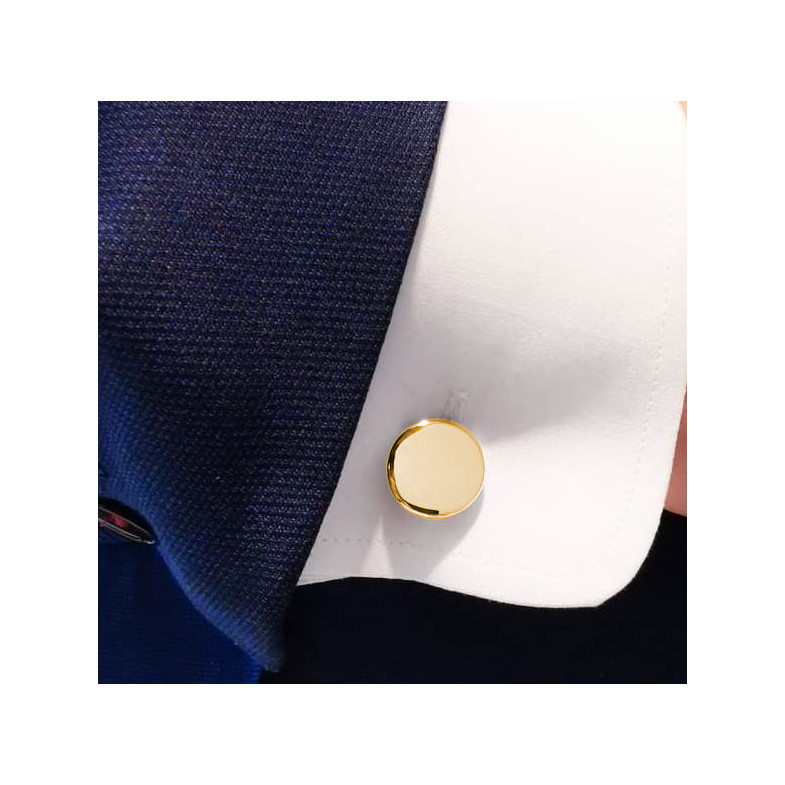 Engravable Circle Gold Cufflinks - Cufflinks to Engrave