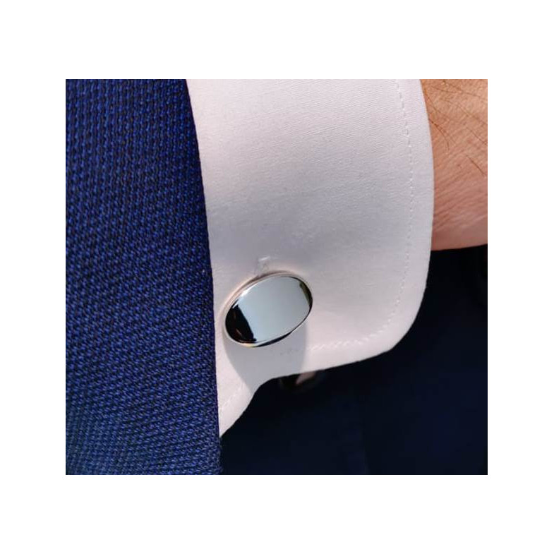 Silver Cufflinks Oval GRABABLE - Cufflinks to Engrave