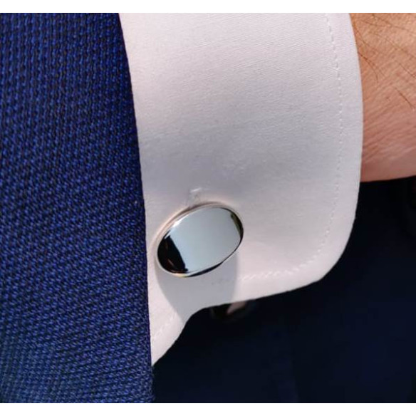 Silver Cufflinks Oval GRABABLE - Cufflinks to Engrave