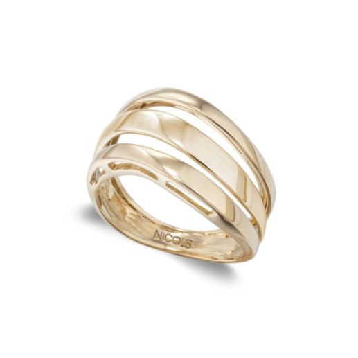 Anillo Oro Elegancia Tres Bandas Planas - Anillos de Oro Sin Piedras
