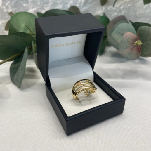 Anillo Oro Elegancia Tres Bandas Planas - Anillos de Oro Sin Piedras 2