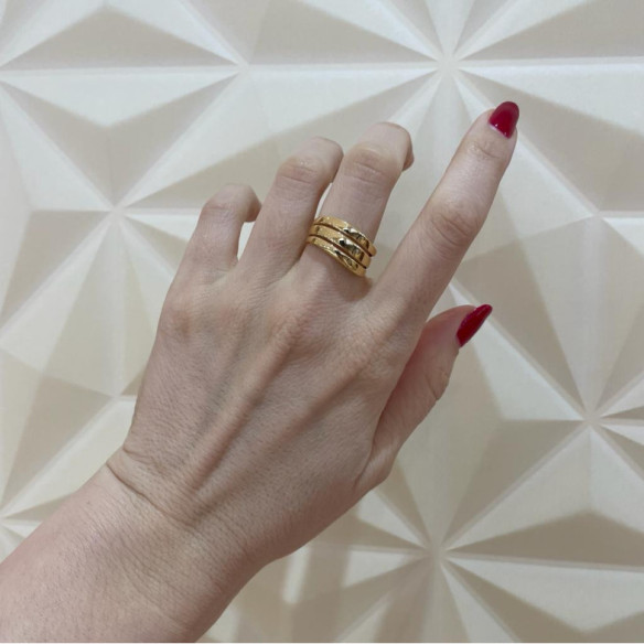 Anillo Oro Elegancia Tres Bandas Planas - Anillos de Oro Sin Piedras