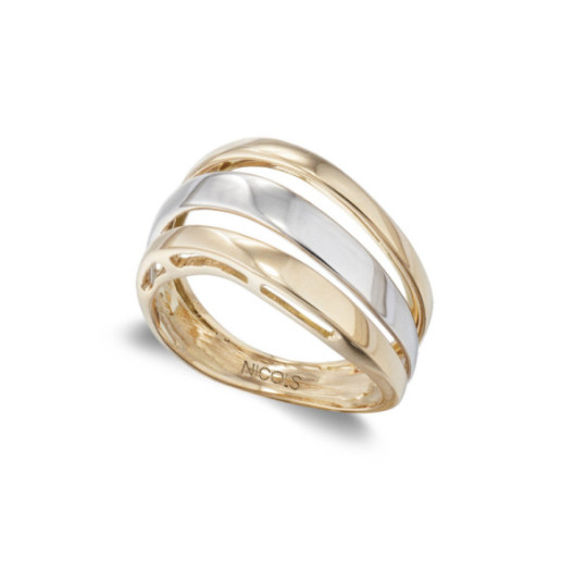 Anillo Oro Elegancia Tres Bandas Planas - Anillos de Oro Sin Piedras