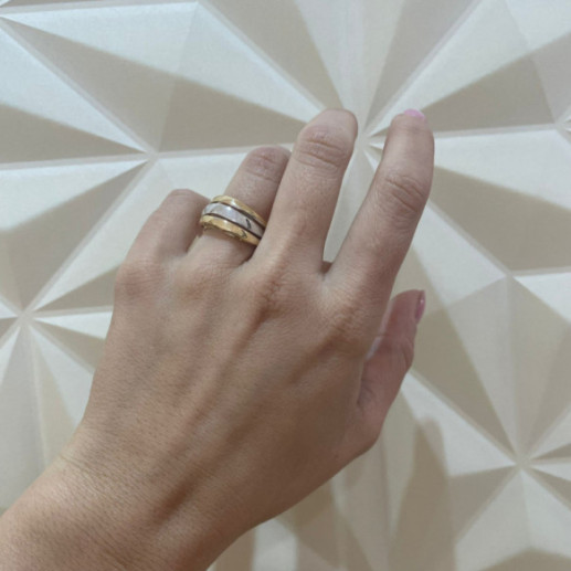 Anillo Oro Elegancia Tres Bandas Planas - Anillos de Oro Sin Piedras 2