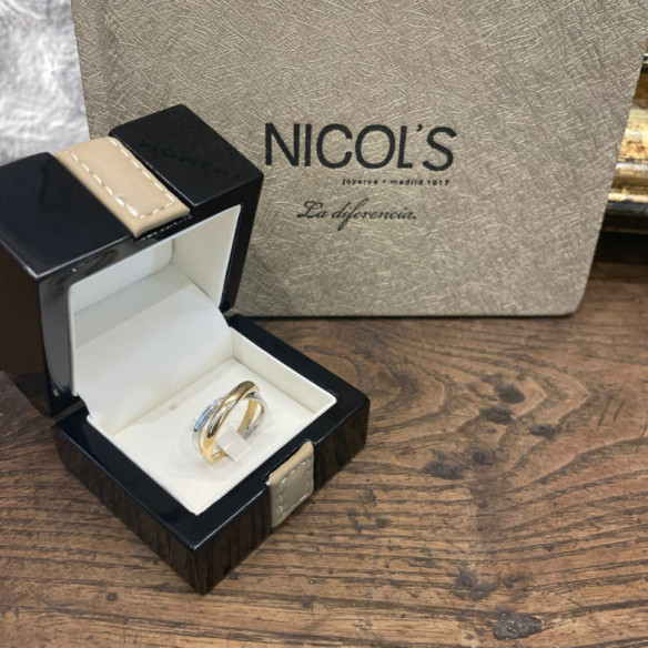 Anillo Onda Cruce Oro Amarillo Blanco - Anéis de ouro sem pedras