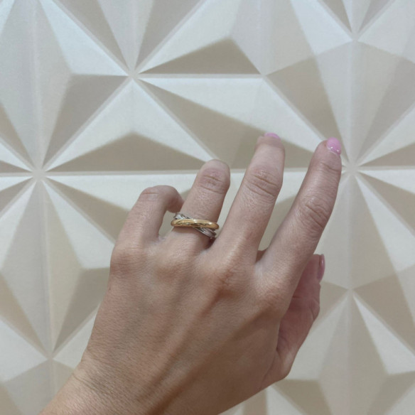 Anillo Onda Cruce Oro Amarillo Blanco - Goldene Ringe ohne Steine