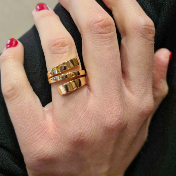 Anillo Tribanda Completa Oro Rosa - Anillos de Oro Sin Piedras