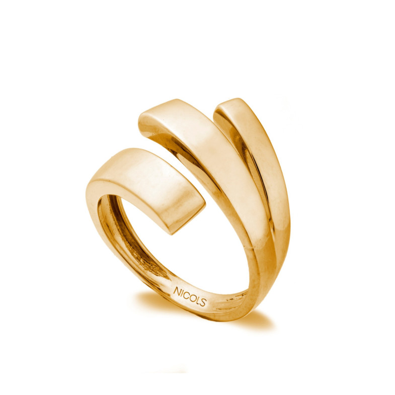 Anillo Tribanda Cuadrada Oro Amarillo - Goldene Ringe ohne Steine