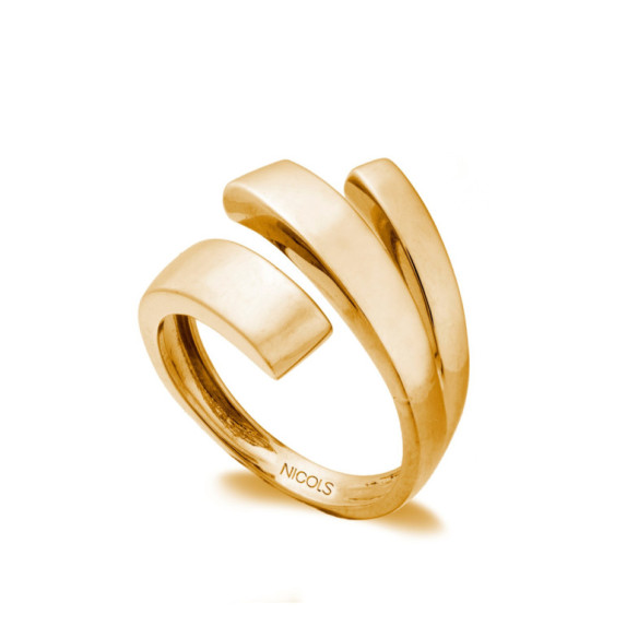 Anillo Tribanda Cuadrada Oro Amarillo - Anillos de Oro Sin Piedras