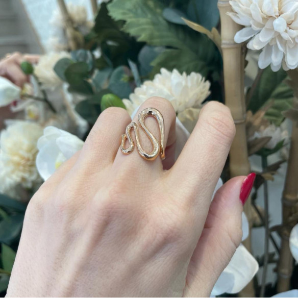 Anillo Oro Basic Gold Latigo Cuatro Ondas - LES ANNEAUX