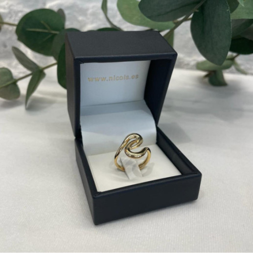 Anillo Oro Basic Gold Latigo Dos Ondas Cruzada - Anillos de Oro Sin Piedras 2
