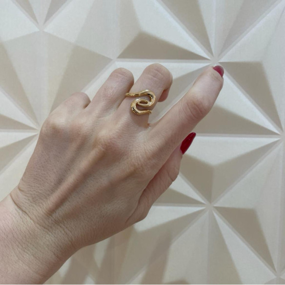 Anillo Oro Basic Gold Latigo Dos Ondas Cruzada - Bagues d'or sans pierres