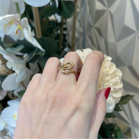 Goldener Ring Basic Gold Latigo Zwei Wellen überqueren - Goldene Ringe ohne Steine