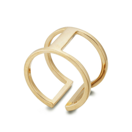 Anillo Oro Basic Gold Pulgar Doble Barra Unida - Anillos de Oro Sin Piedras