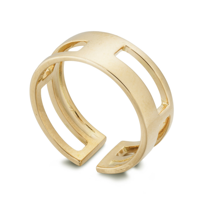 Anillo Oro Basic Gold Pulgar 4 Huecos Cuadrado - Anillos de Oro Sin Piedras