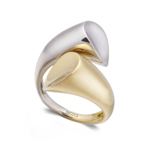 Anillo Tu Y Yo Maxi Oro Amarillo Y Blanco - Anillos de Oro Sin Piedras