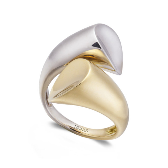 Ring Ihr und ich Maxi Gelb Gold und Weiß - Goldene Ringe ohne Steine