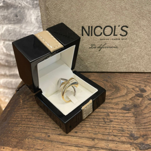 Anillo Tu Y Yo Maxi Oro Amarillo Y Blanco - Anillos de Oro Sin Piedras 2