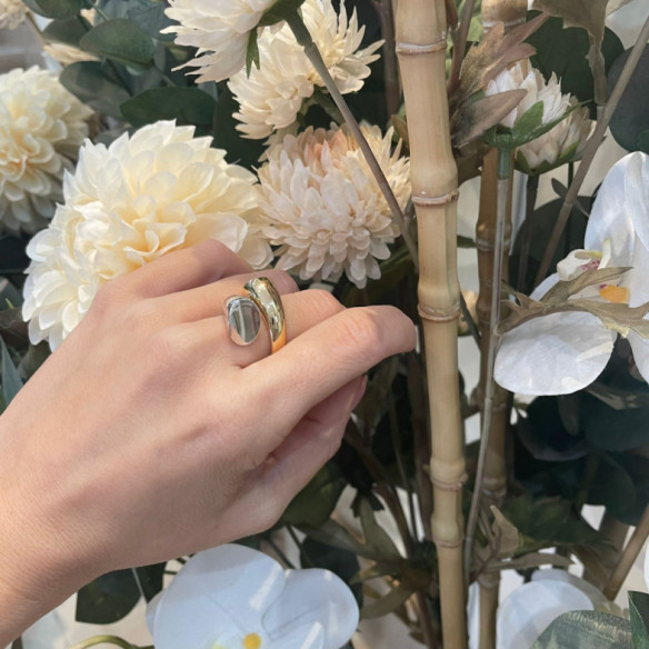 YOU AND ME MAXI Yellow and White Gold Ring - Golden rings without stones