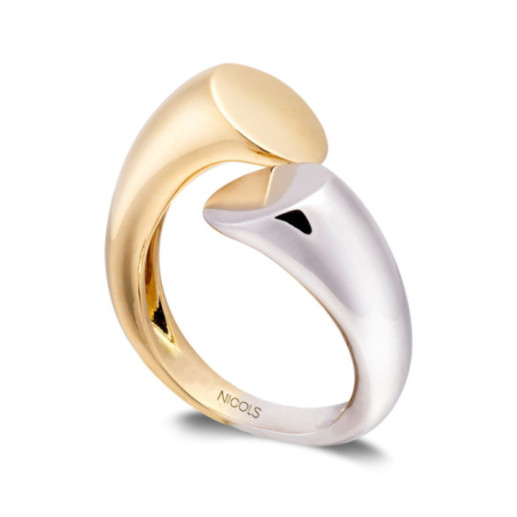 Anillo Tu Y Yo Midi Oro Amarillo Y Blanco - Anillos de Oro Sin Piedras