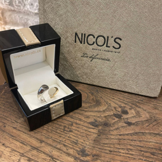 Anillo Tu Y Yo Midi Oro Amarillo Y Blanco - Anillos de Oro Sin Piedras 2
