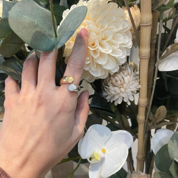 Anillo Tu Y Yo Midi Oro Amarillo Y Blanco - Anillos de Oro Sin Piedras